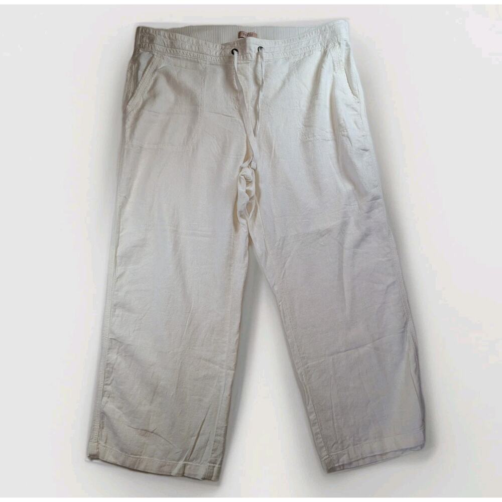 Per Se White Linen Blend Wide Leg Beach Lounge Resort Wear Pants Womens XL